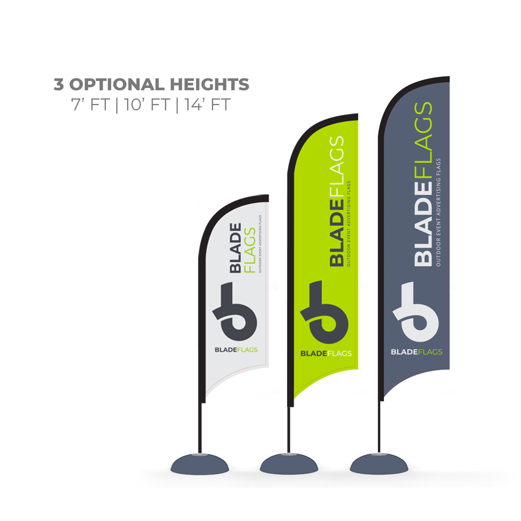 WaveLine Blade sizes for outdoor advertising and event flags