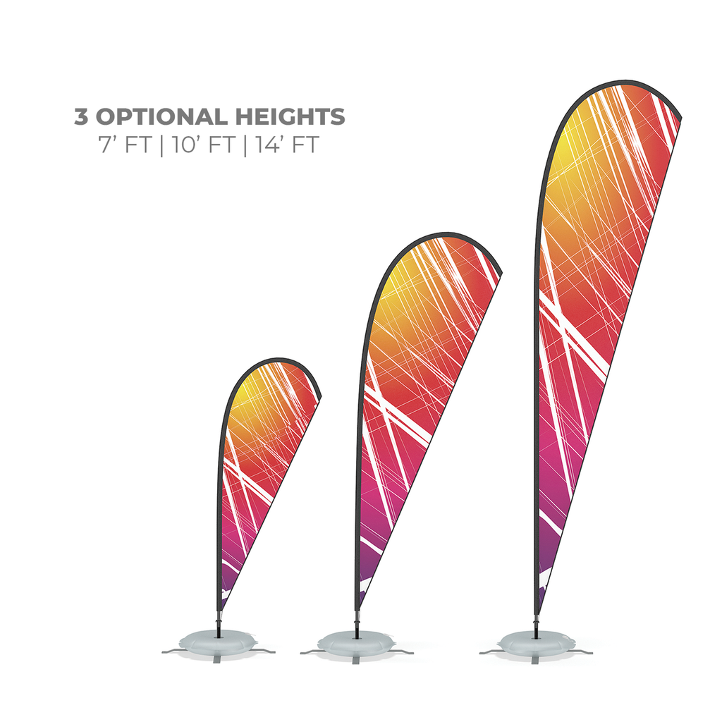WaveLine Feather Flag sizes for outdoor advertising and event flags