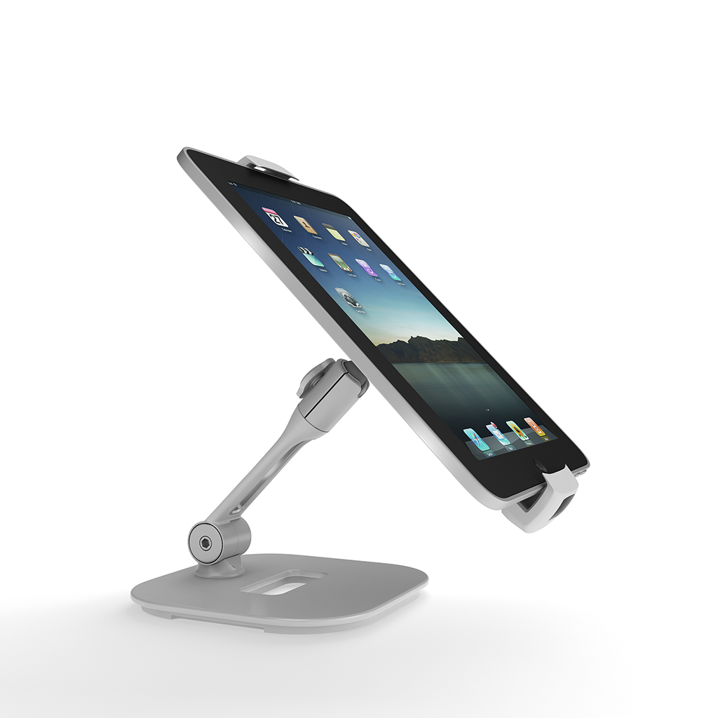 Universal weighted table holder for counter tops at trade shows and events.