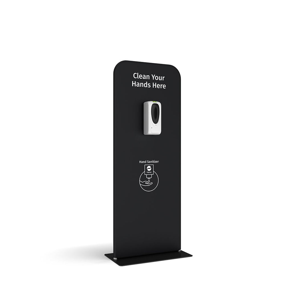 hanz automatic hand sanitizer dispenser with portable stand in black