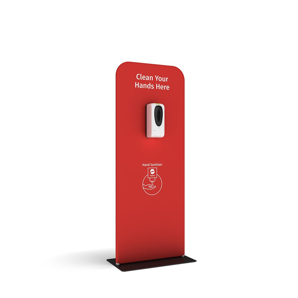 hanz automatic hand sanitizer dispenser with portable stand in red