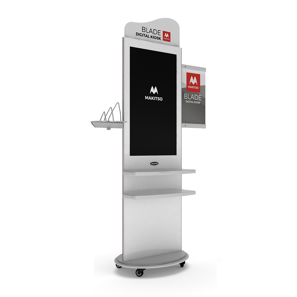 Makitso Blade Digital Signage Kiosk with all accessories