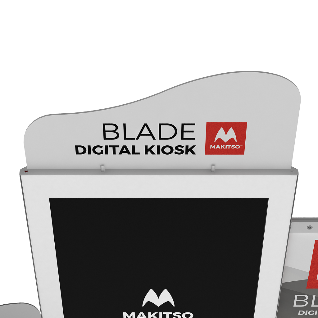 Makitso Blade Digital Signage Kiosk with header