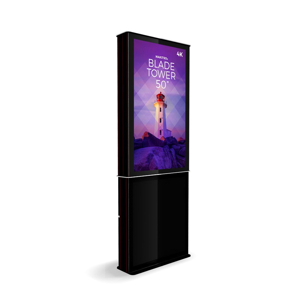 Makitso Blade Tower 50" Pro Digital Signage Kiosk in Black side view