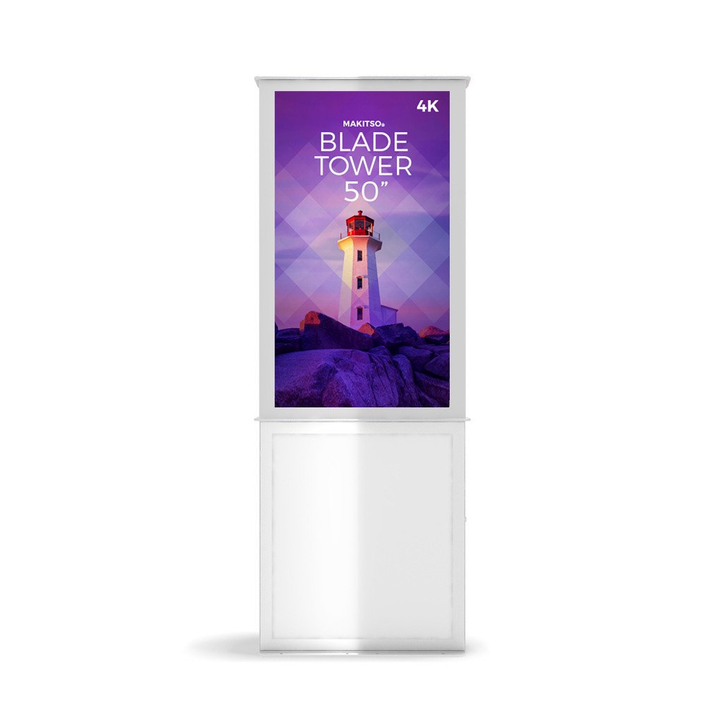 Makitso Blade Tower 50" Pro Digital Signage Kiosk in White