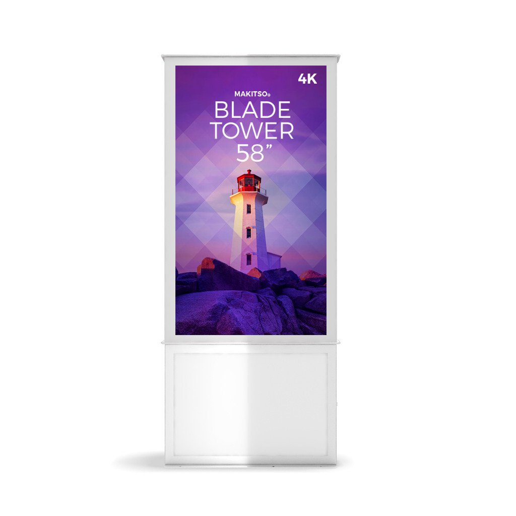 Makitso Blade Tower 58" Pro Digital Signage Kiosk in white