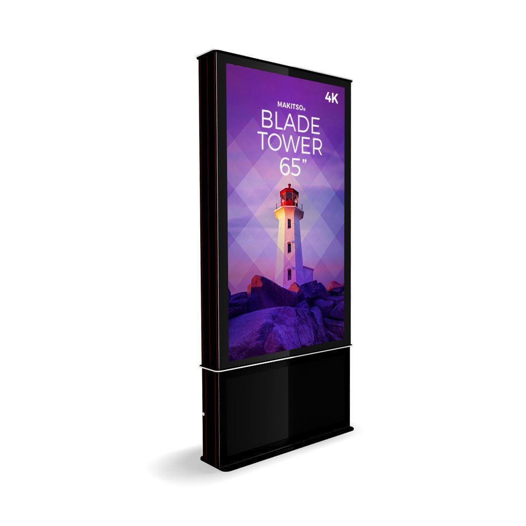 Makitso Blade Tower 65" Pro Digital Signage Kiosk in black