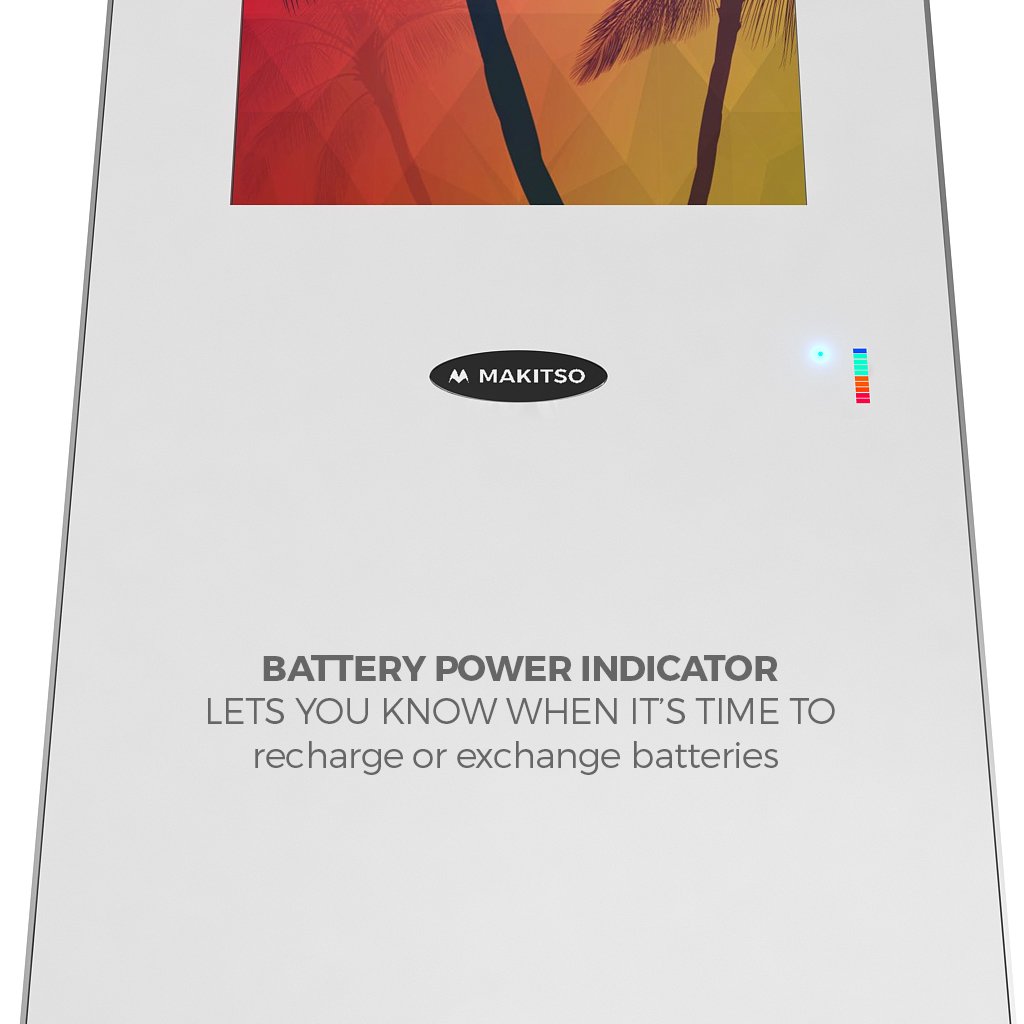 Makitso® Concierge Digital Retail Kiosk Solutions 21.5" White Battery Life Indiicator