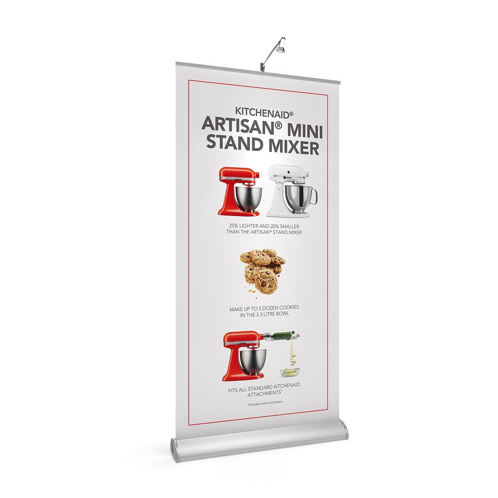 BrandStand 3.5 Rollup Retractable Banner Stand Silver with spotlight