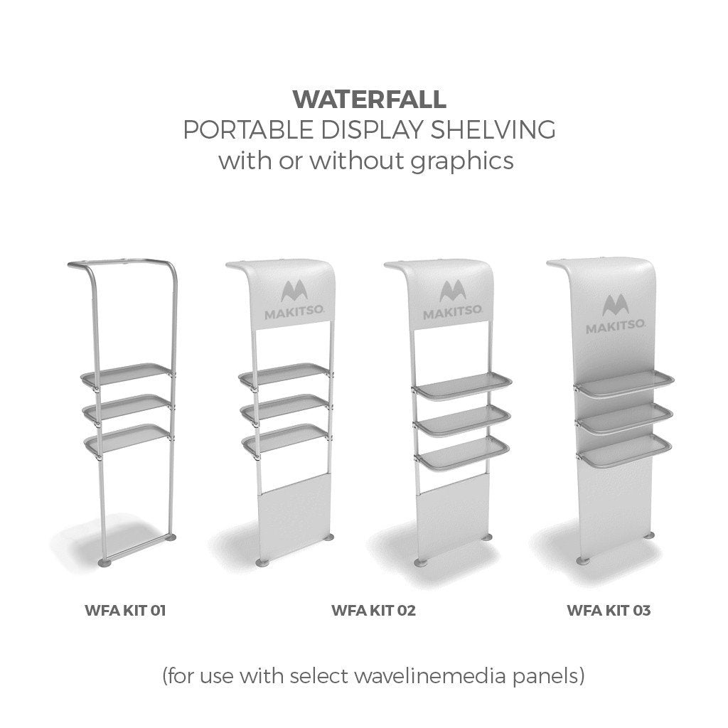 Makitso WavelineMedia WLMNKN Tension Fabric Display Waterfall Display Shelving