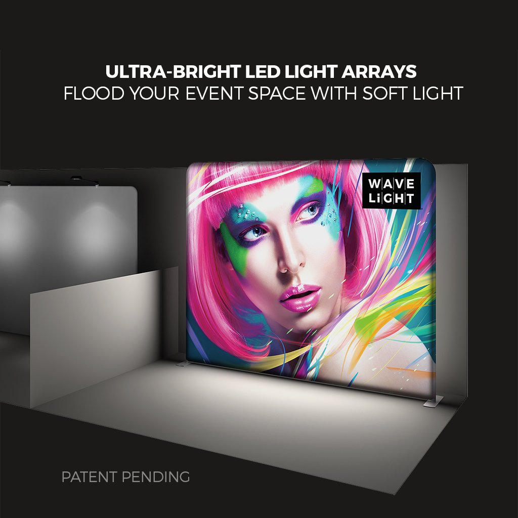 WaveLight® LED Backlit Tension Fabric Display 8ft - Soft Lighting