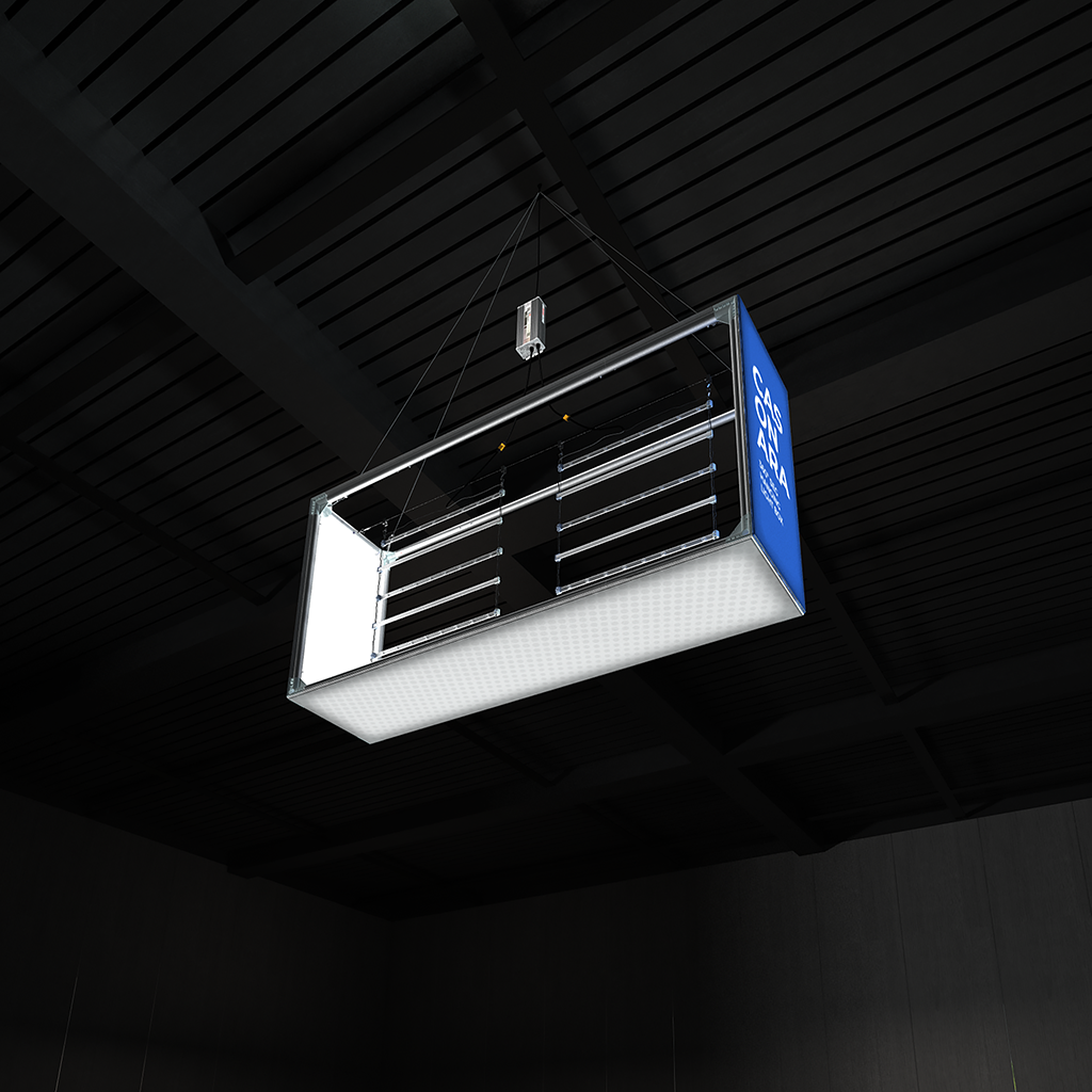 WaveLight® Casonara Blimp Rectangle 360º SEG Hanging  Light Box 200m side view