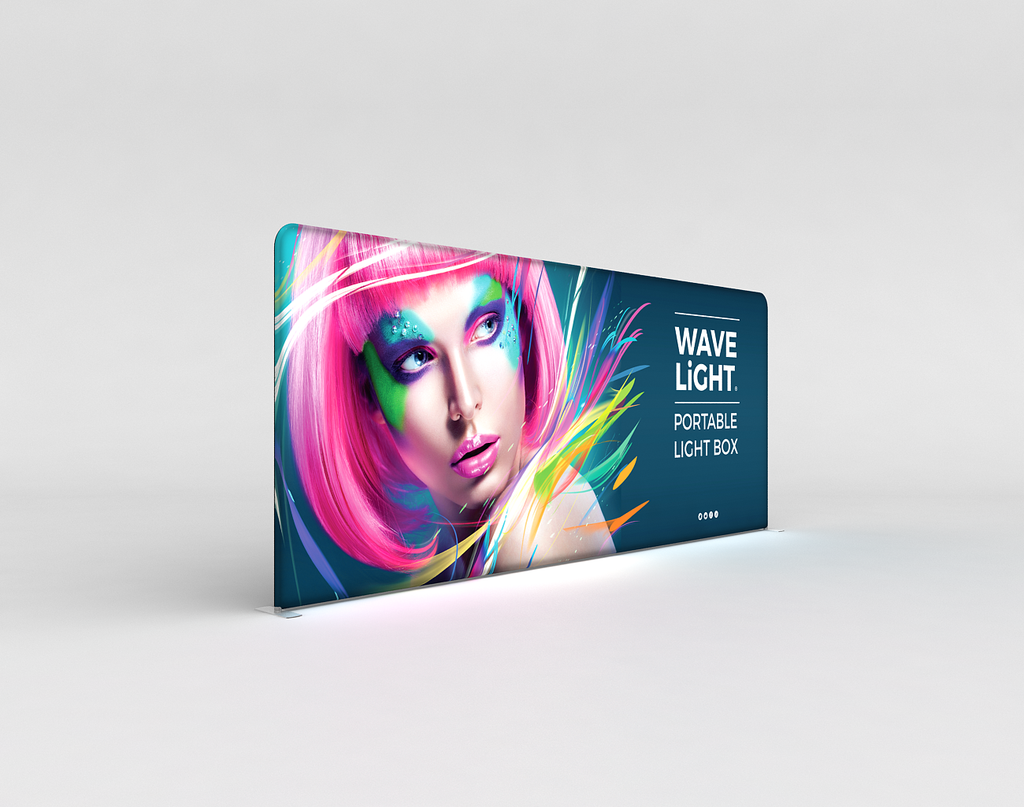 WaveLight® LED Backlit Tension Fabric Display 20ft for Trade Shows and Events