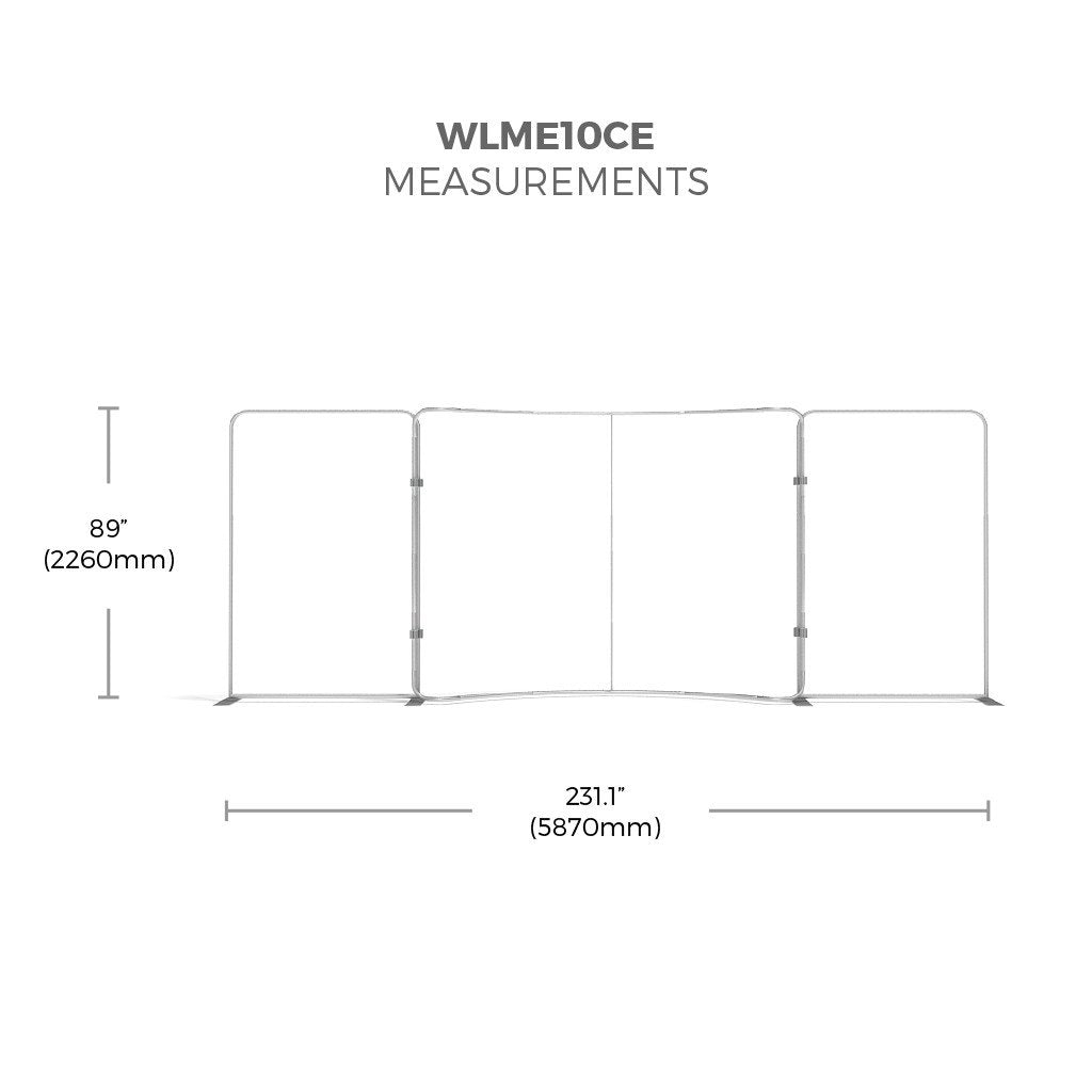 BrandStand WavelineMedia WLME10CE Tension Fabric Display measurements