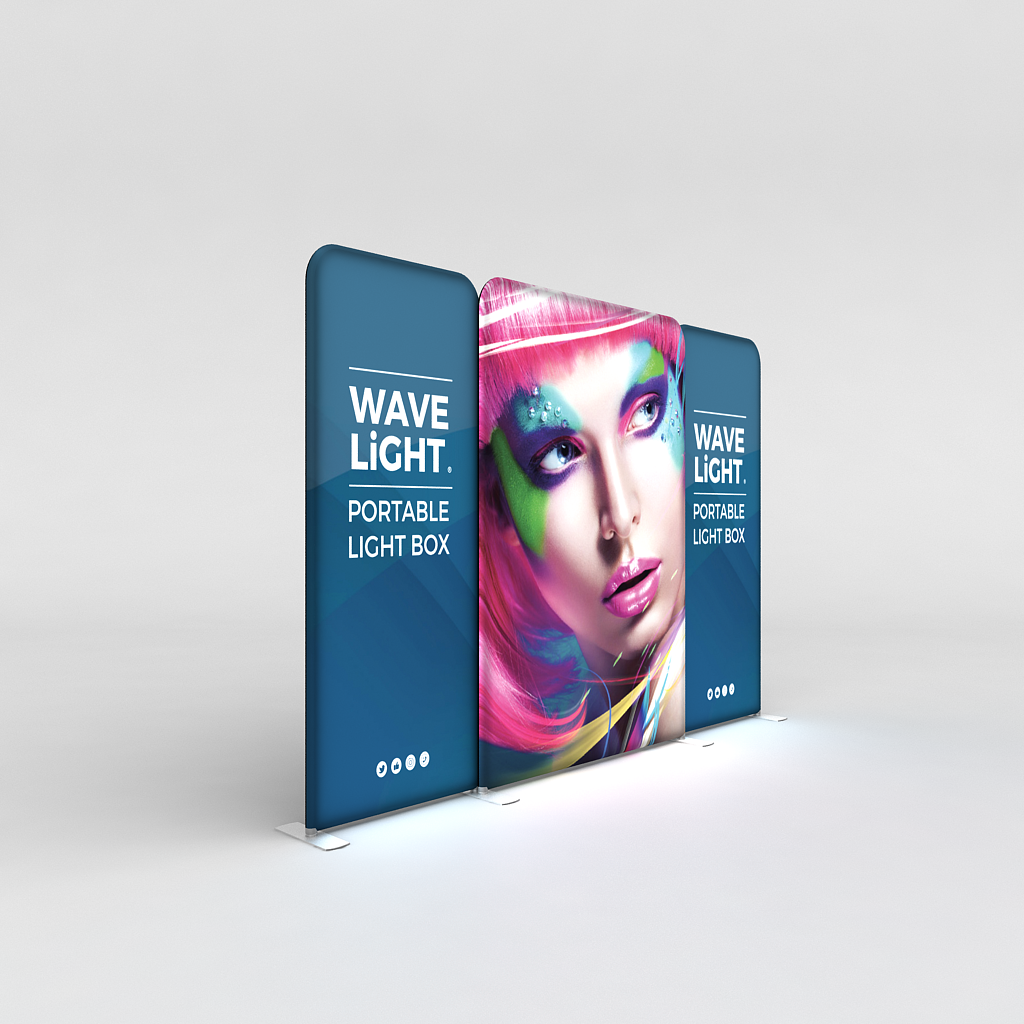 WaveLight® LED Backlit Tension Fabric Display 12ft for Trade Shows and Events